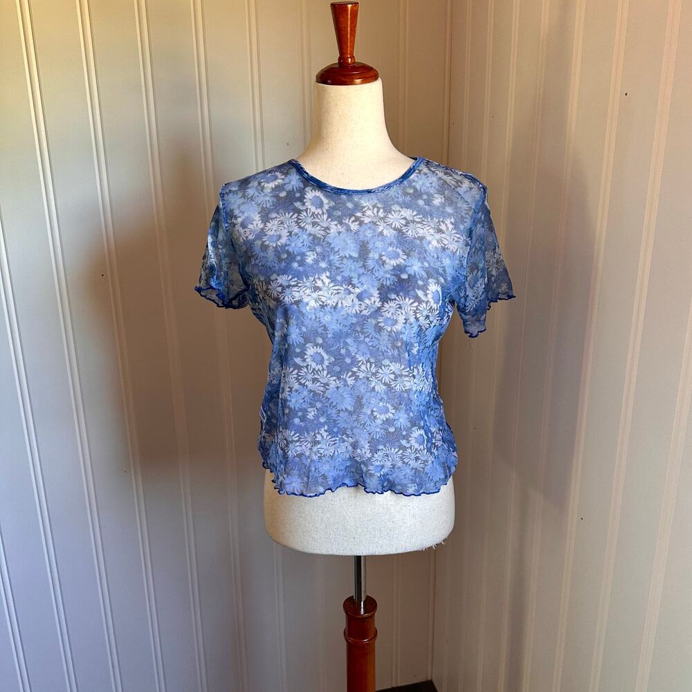 Vintage 90s/Y2K Mesh Floral Top Junior 16